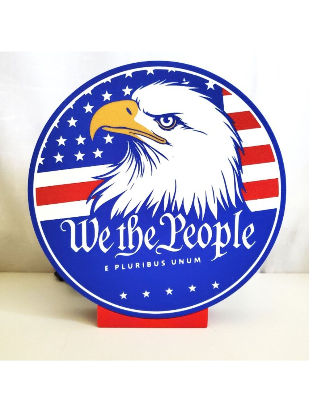 "We the People" Patriotic American Eagle LED Lighted Sign – 9" USB-Powered